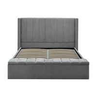 BETT mit Bettkasten - 2 Personen - Stoff - Grau - - Grau, Textil (180/200cm) - Vente-Unique