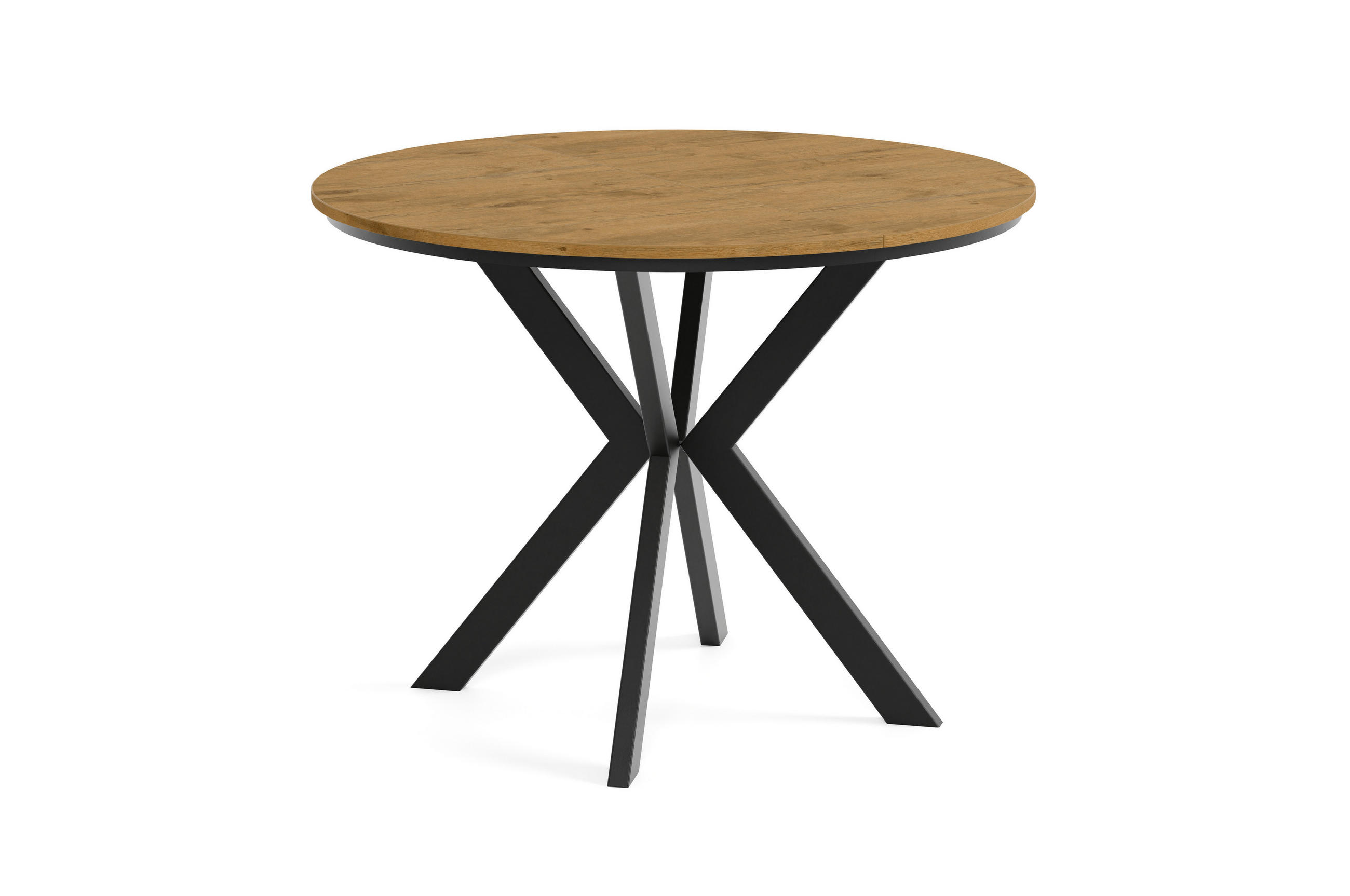 Meblini Esstisch Alteiche, Schwarz 100x76x100 cm