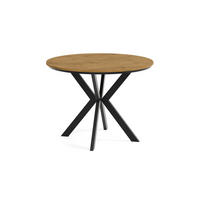 ESSTISCH EVO mit Felge - Alteiche/Schwarz, Holzwerkstoff/Metall (90/90/76cm) - Meblini