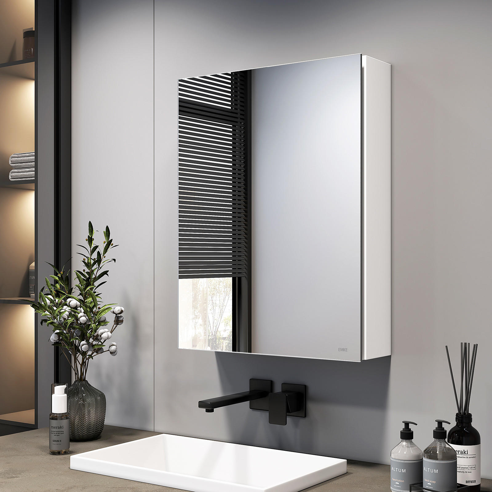 SPIEGELSCHRANK Weiß 65/50/14,5 cm - Weiß, Metall (50/65/14.5cm) - EMKE