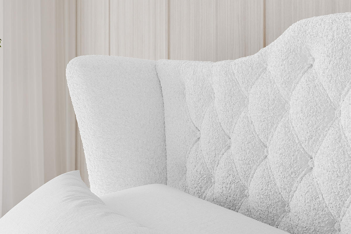 POLSTERBETT mit Bettkasten und Lattenrost, Bett mit Matratze H3/H4 - ZORAN 180x200 Weiß - Weiß, Holzwerkstoff/Textil (180/200cm) - ALTDECOR