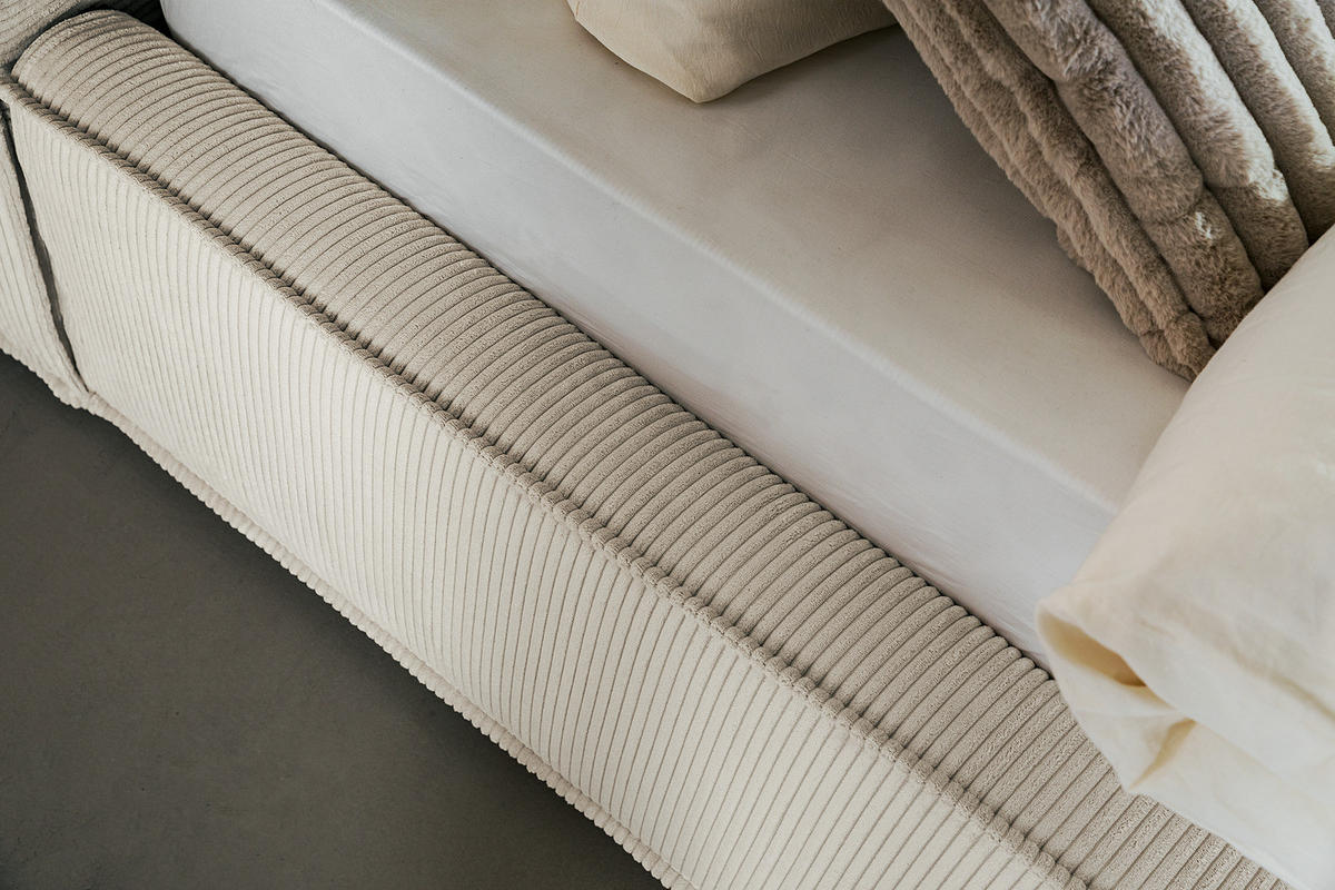 POLSTERBETT - Creme, Textil (180/200cm) - home24