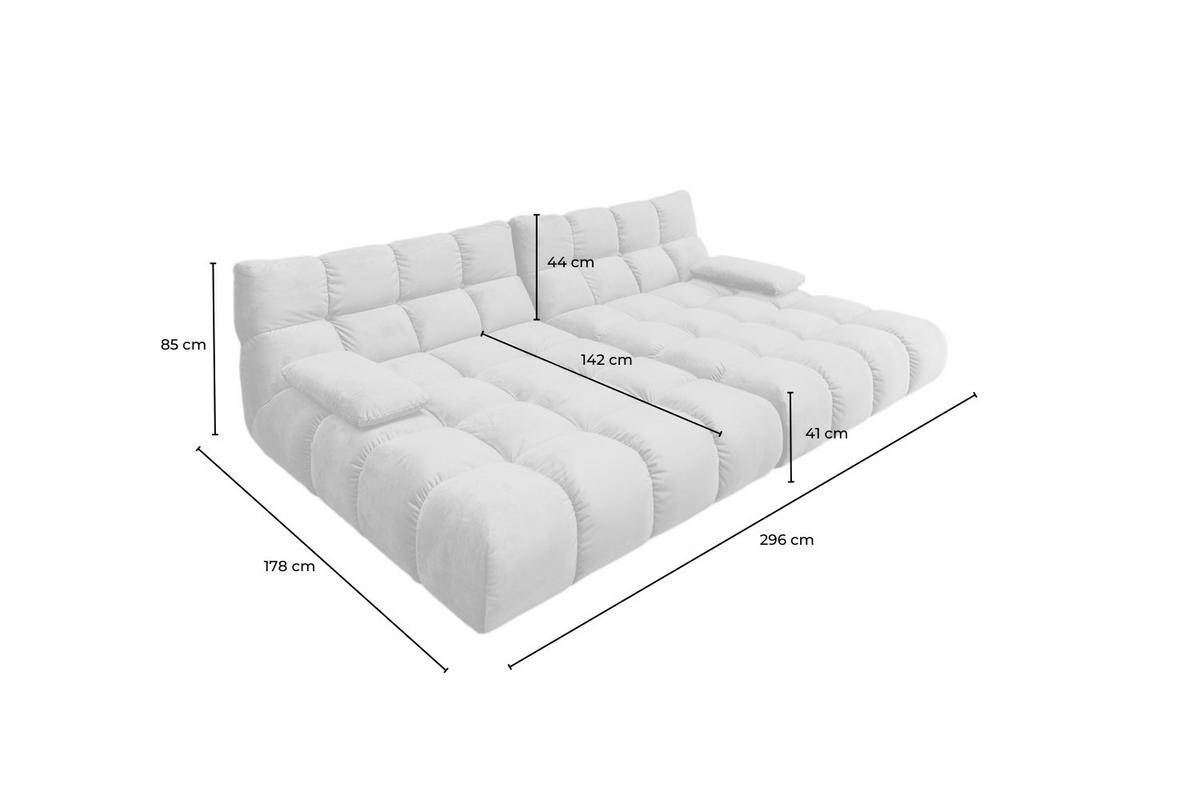 BIG SOFA VIVIEN Weiß Cord - Schwarz/Weiß, Kunststoff/Textil (296/85/178cm) - KAWOLA