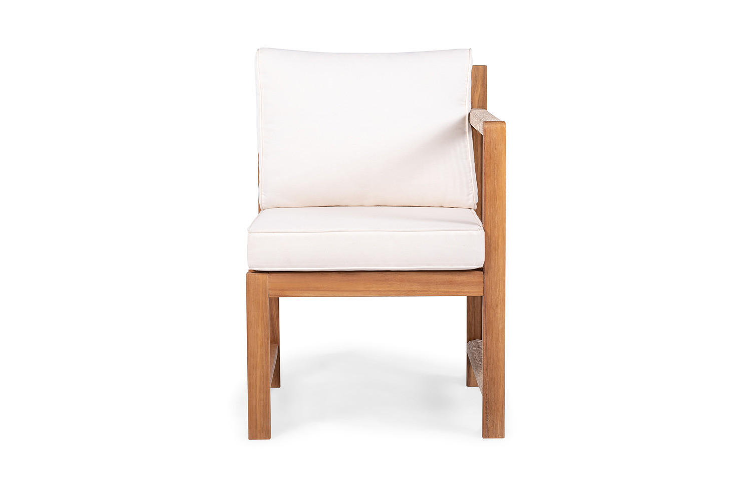 DININGSTUHL MIT 1 ARMLEHNE - Akazie massiv / Polyester - Braun / Beige - Beige/Braun, Holz/Textil (58/86/66cm) - home24