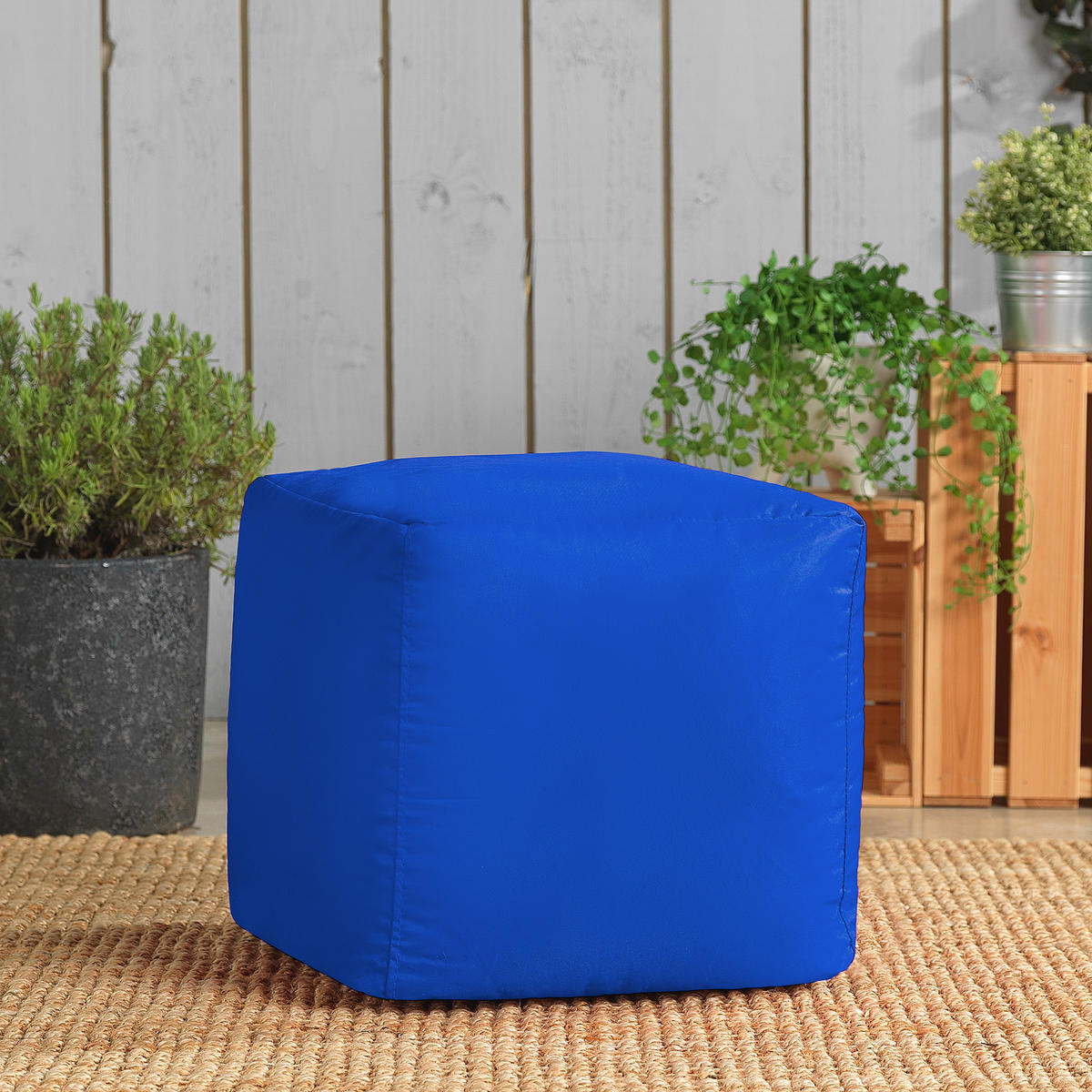 SITZPOUF Outdoor Würfel - Blau, Kunststoff (38/38/38cm) - Veeva