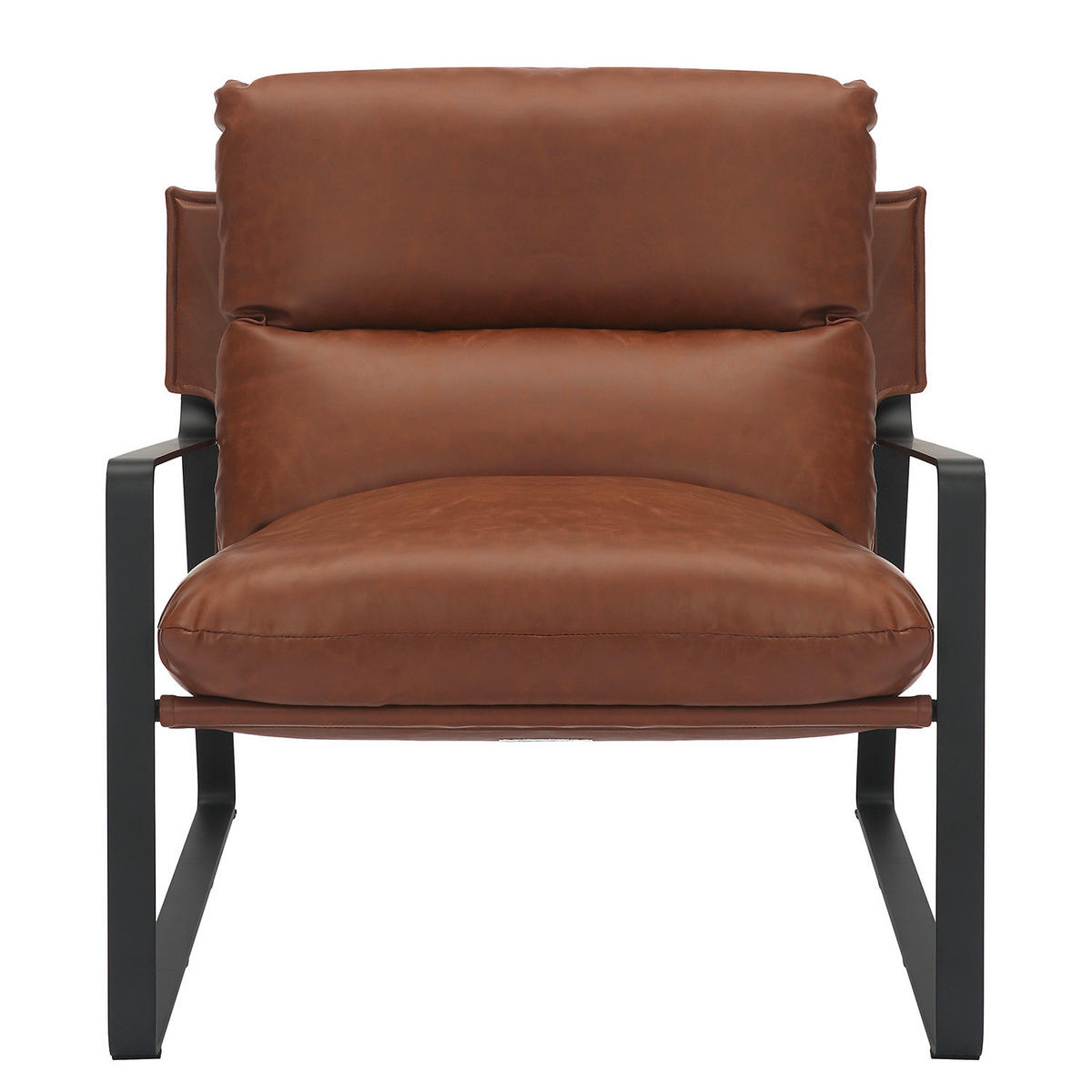 LOUNGESESSEL - Schwarz/Braun, Leder/Kunststoff (76/76/81cm) - home24