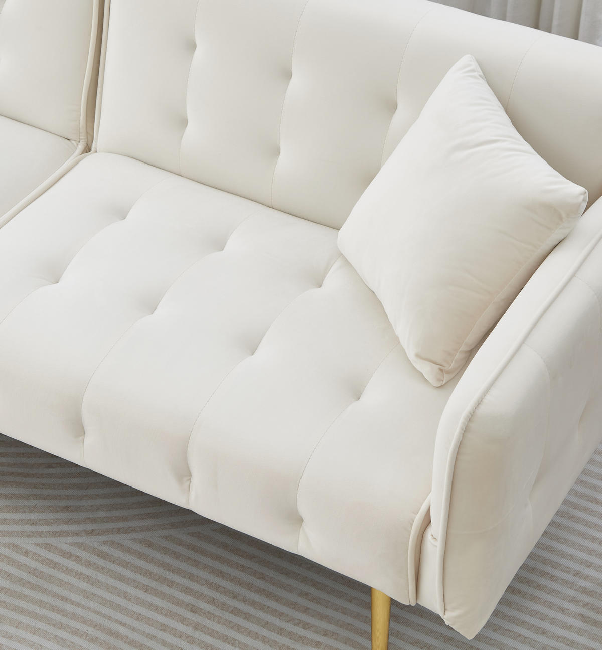 SCHLAFSOFA mit klappbaren Armlehnen und Metallfüßen - Beige, Textil (178/70/82cm) - Urban Meuble