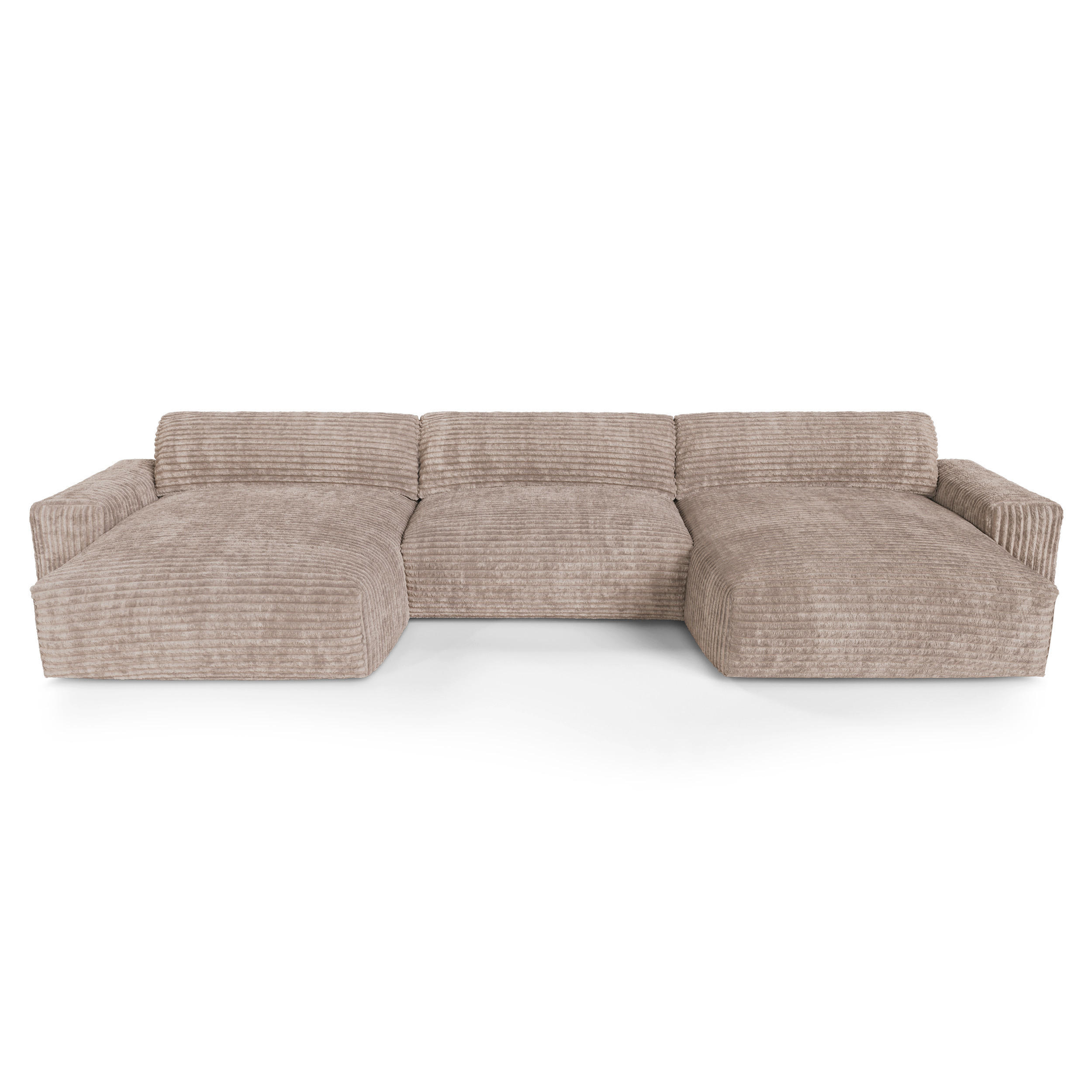 WOHNLANDSCHAFT Gerippter Samt XXL Taupe 220cm - Taupe, Textil (220/75/120cm) - Sia Home