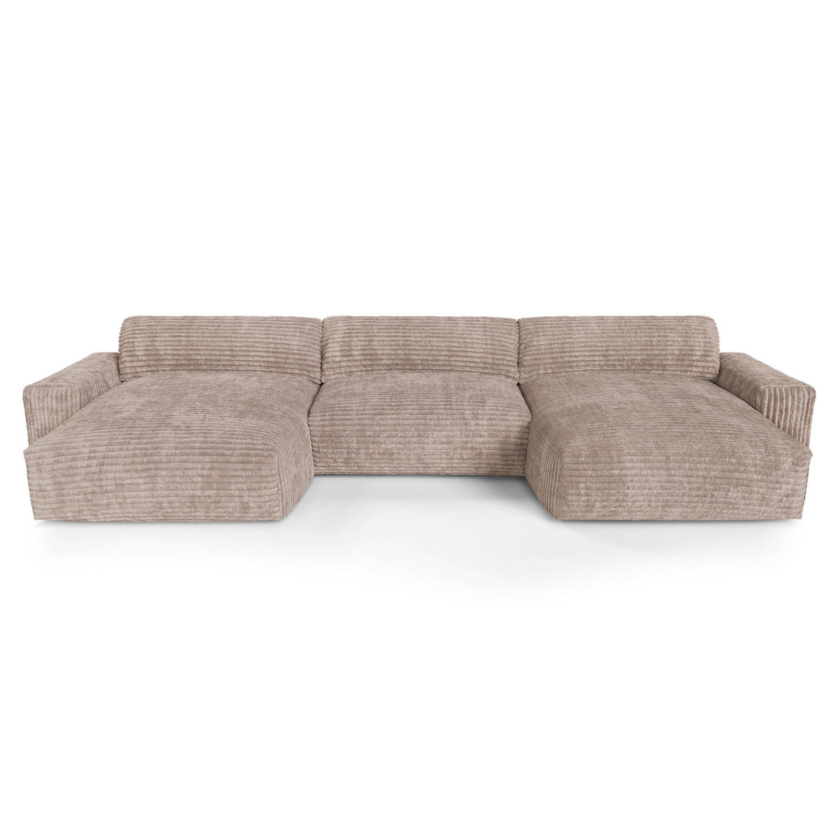 WOHNLANDSCHAFT Gerippter Samt XXL Taupe 220cm - Taupe, Textil (220/75/120cm) - Sia Home