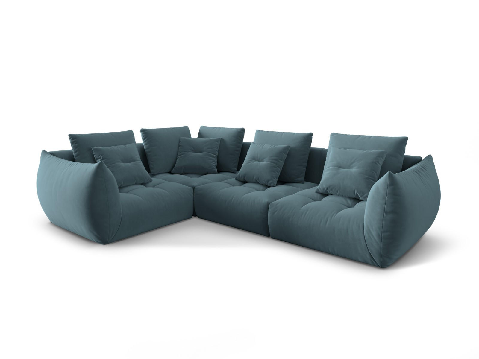 ECKSOFA modular links Bloom aus Samt pastellblau 3 Sitzplätze - Pastellblau, Textil (216/316cm) - Micadoni