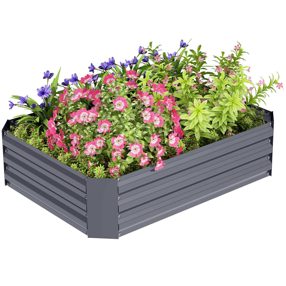 HOCHBEET, Verzinkter Stahl, 120x90x30cm, für Gartenbeet, Dunkelgrau - Multicolor, Holzwerkstoff (120/30/90cm) - FORIOUS