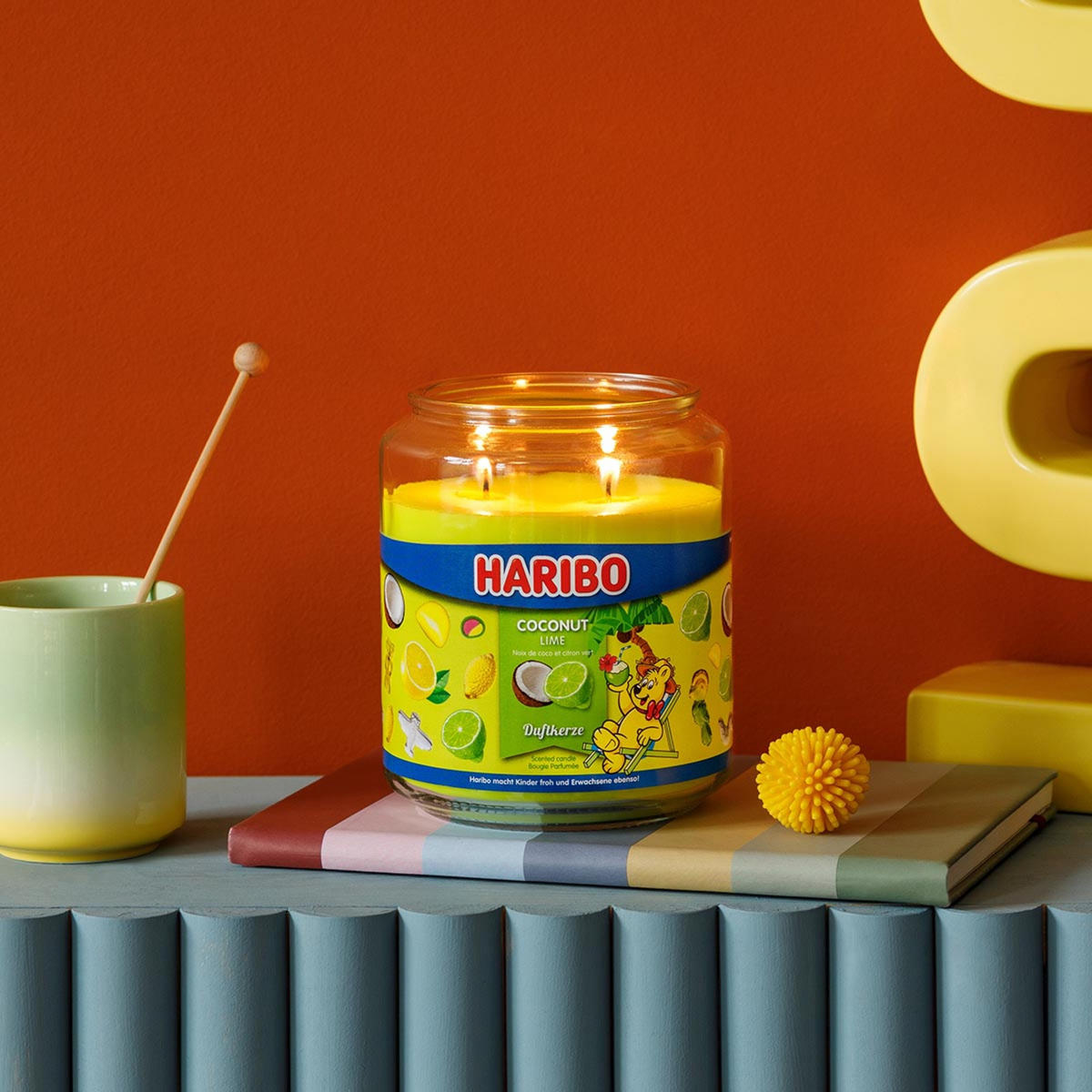 DUFTKERZE Haribo - Hellgelb, Naturmaterialien/Glas (13cm)