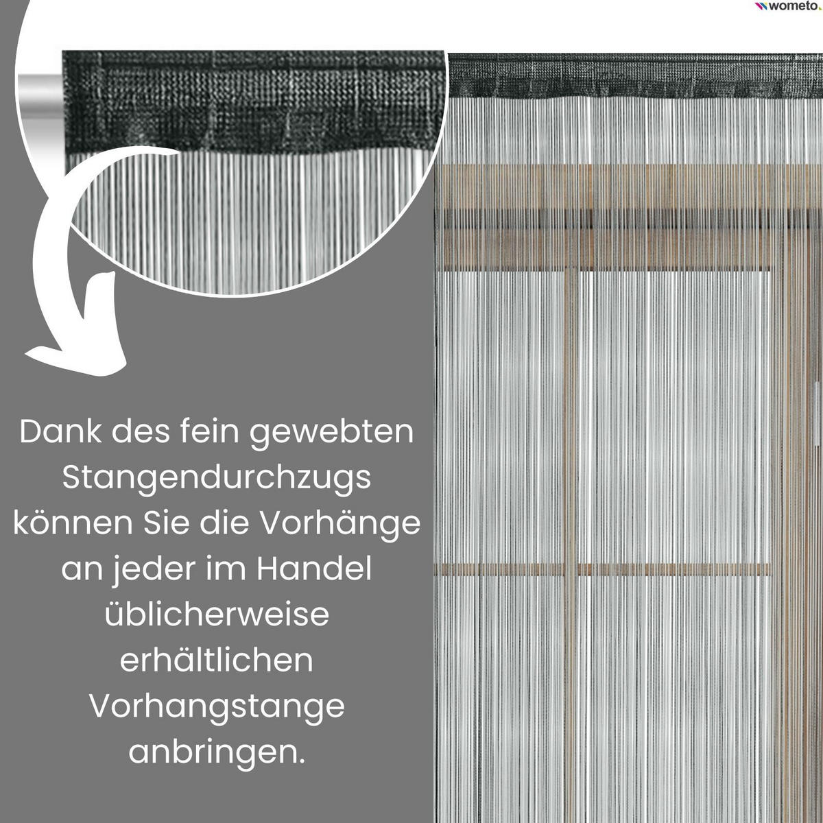 FADENVORHANG dunkelgrau 245/90 cm Stangendurchzug kürzbar - Dunkelgrau, Textil (90/245/1cm) - wometo