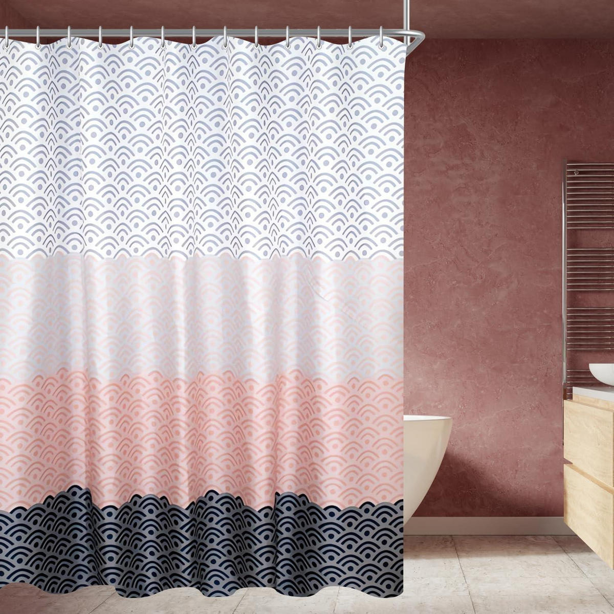 DUSCHVORHANG 100 x 200 cm Blume Textil Wasserdicht Waschbar - Multicolor, Textil (100/200cm)