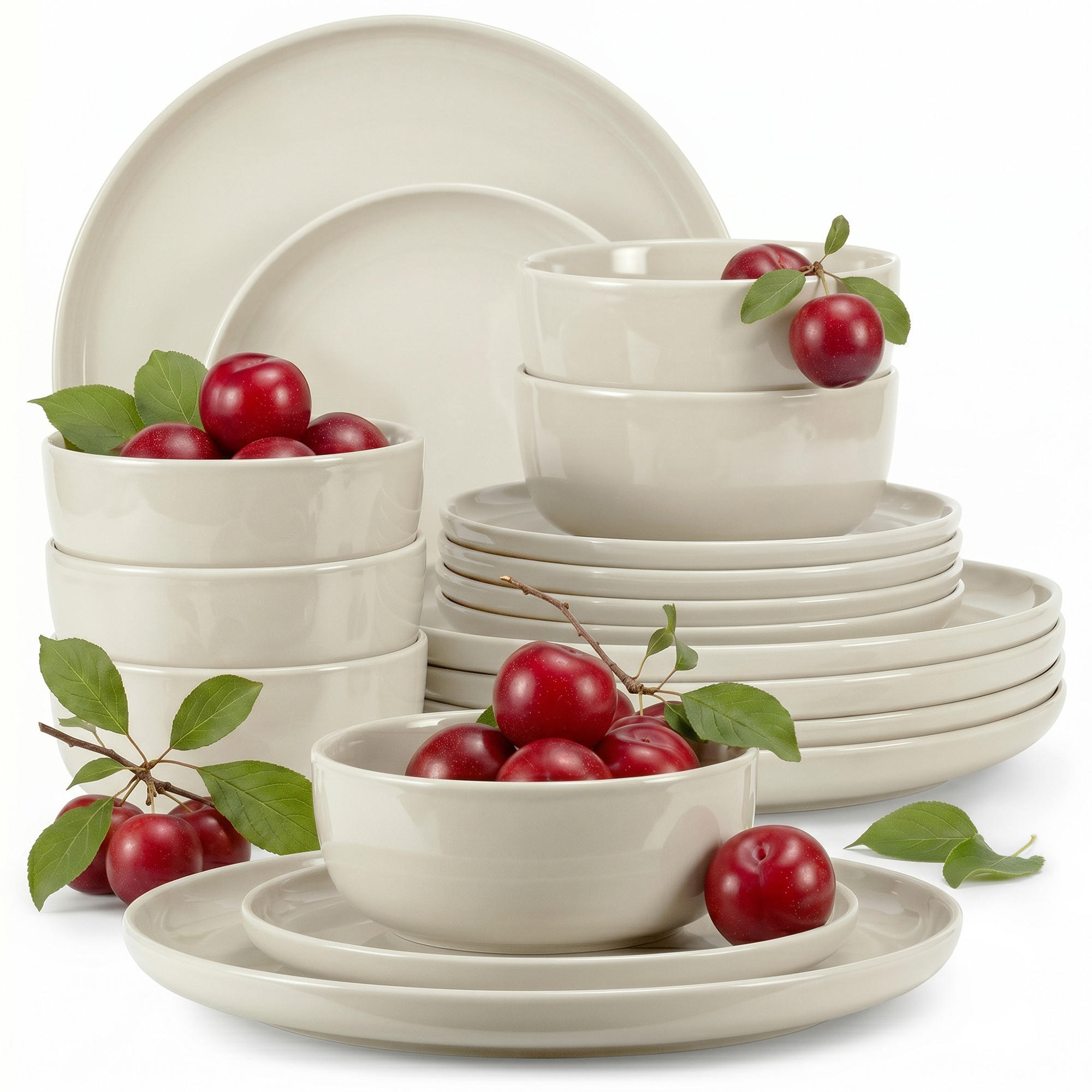 TAFELSERVICE VICTO Schüssel 6 Personen 18-tlg - Beige, Keramik (27/2/27cm) - KONSIMO®