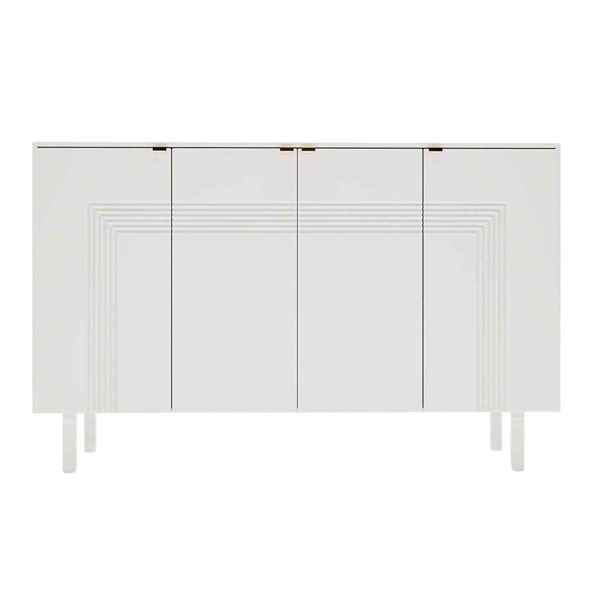 SIDEBOARD Yoko, Weiß, Mit Dekorativen Fronten Und Goldgriffen - Weiß, Holzwerkstoff/Buchenholz (156/99/40cm) - Dancan