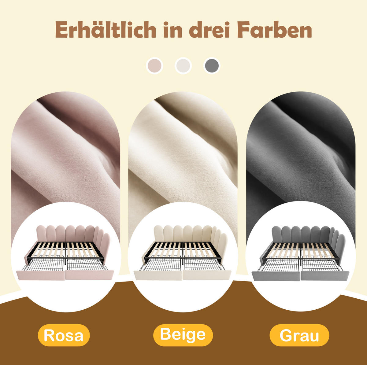 KINDERBETT Polsterbett 90/200 cm aus Samt mit 2 Schubladen Beige - Beige, Textil (90/200cm) - Modenvie