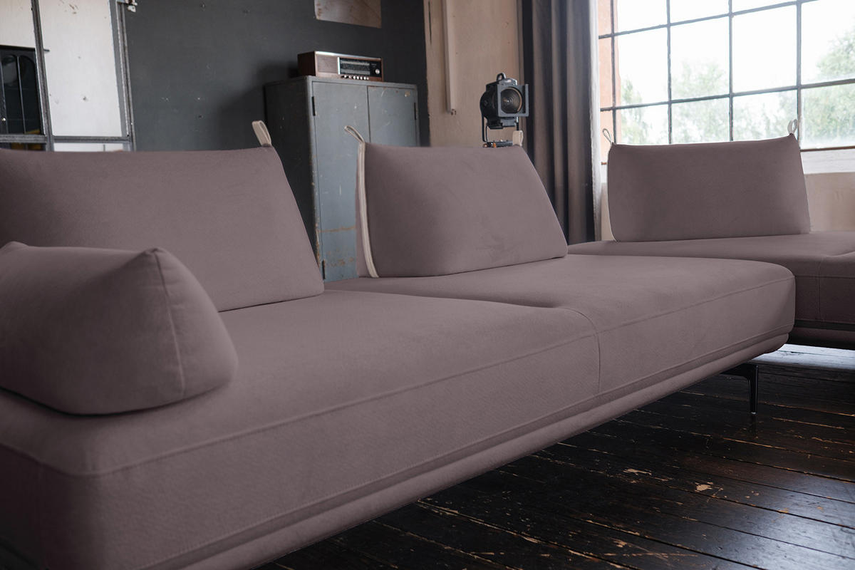 ECKSOFA CANE Violett Webstoff - Violett/Lila, Textil/Metall (310/210cm) - KAWOLA