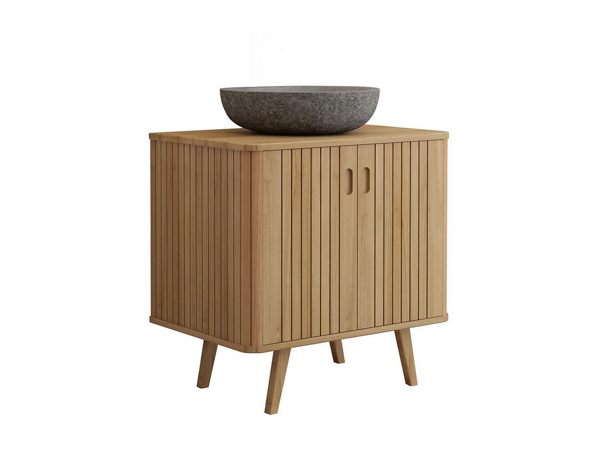 EINZELWASCHTISCH - 80 cm x 55 cm - holz - naturfarben hell Wamena - Naturfarben, Holz (80/80/55cm) - Vente-Unique