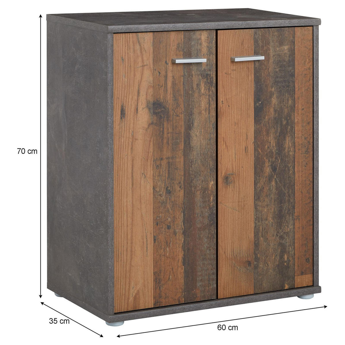 SCHUHSCHRANK LENNIS Old Style/Beton dunkel - Dunkelgrau/Dunkelbraun, Holzwerkstoff (60/70/35cm) - CARO-Möbel