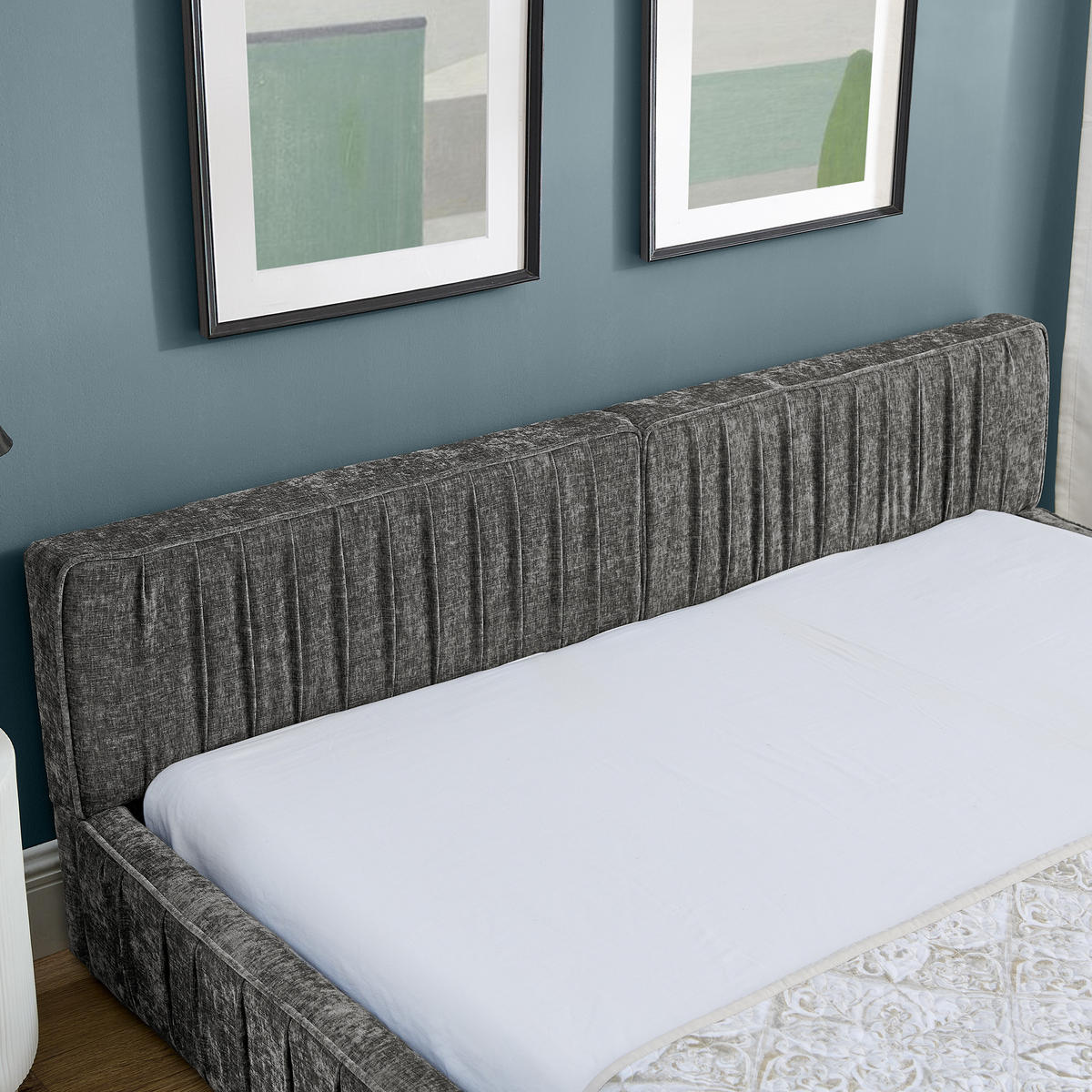 POLSTERBETT 160x200 cm Chenille Holzrahmen grau - Dunkelgrau, Kunststoff (160/200cm) - LEBENLANG