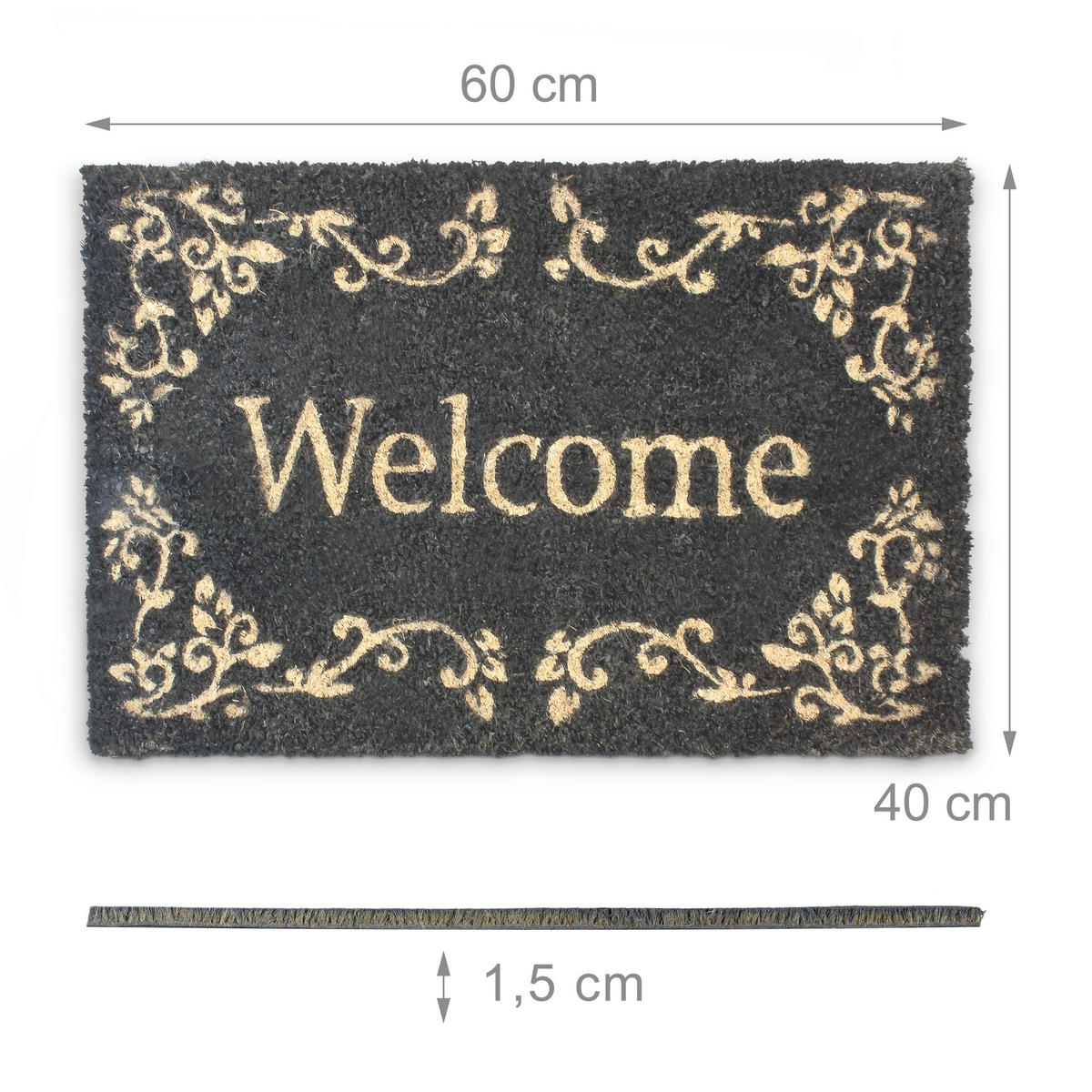 FUSSMATTE - Schwarz, Kunststoff/Textil (40/60cm) - Relaxdays