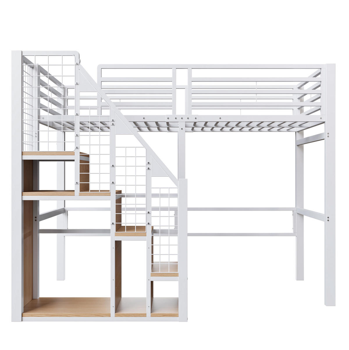 HOCHBETT 90/200 cm Weiß aus Metall und MDF mit Stauraum - Weiß, Metall (90/200cm) - OKMYHOME