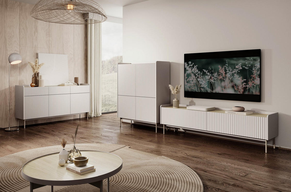 KOMMODE Liwelo Greige 153 cm - Taupe, Holzwerkstoff/Metall (153/82.2/38cm) - Selsey