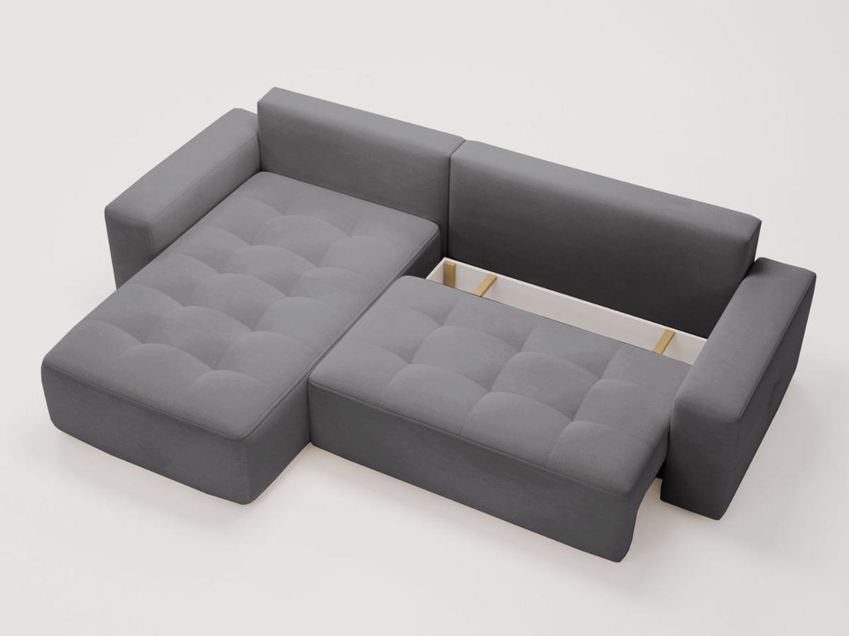 ECKSOFA Portland Dunkelgrau Links - Dunkelgrau, Holz/Kunststoff (165/250cm) - Graingold