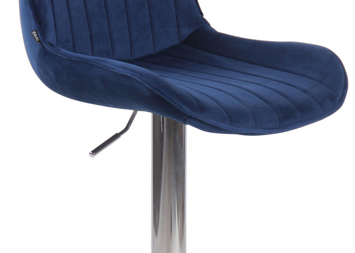 BARHOCKER Lento Gestell Metall in Chromoptik Samt Blau - Blau/Chromfarben, Textil/Metall (50/108/50cm) - TPFLiving