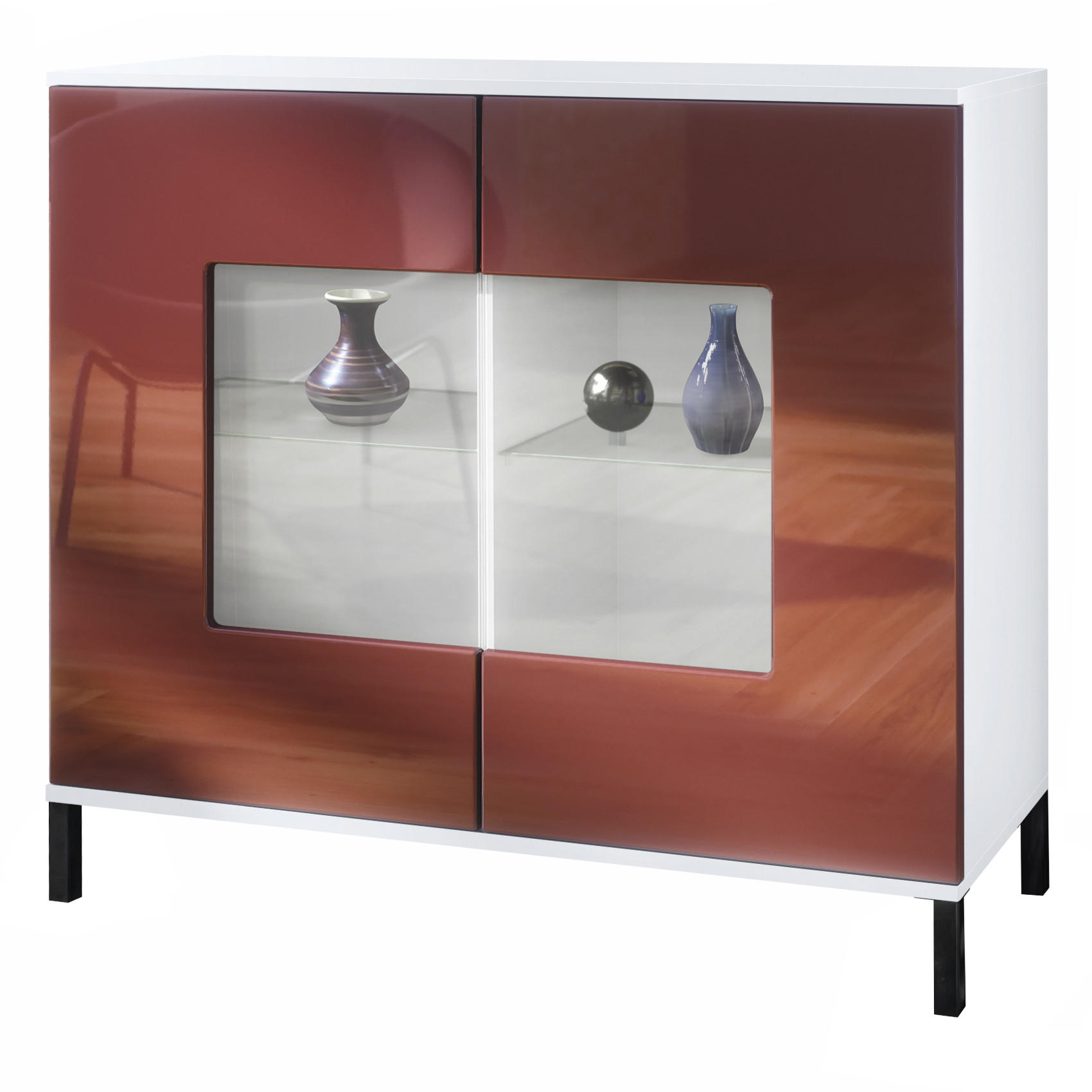 KOMMODE Grömitz Bordeaux Hochglanz - Bordeaux, Holzwerkstoff (92.5/83.5/35cm) - Vladon