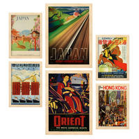 POSTER Set Mit 6 Landschaften von Japan Asien Größe A3 & A4 Rahmen aus hellem Holz - Beige, Papier (29.7/1cm) - Nacnic