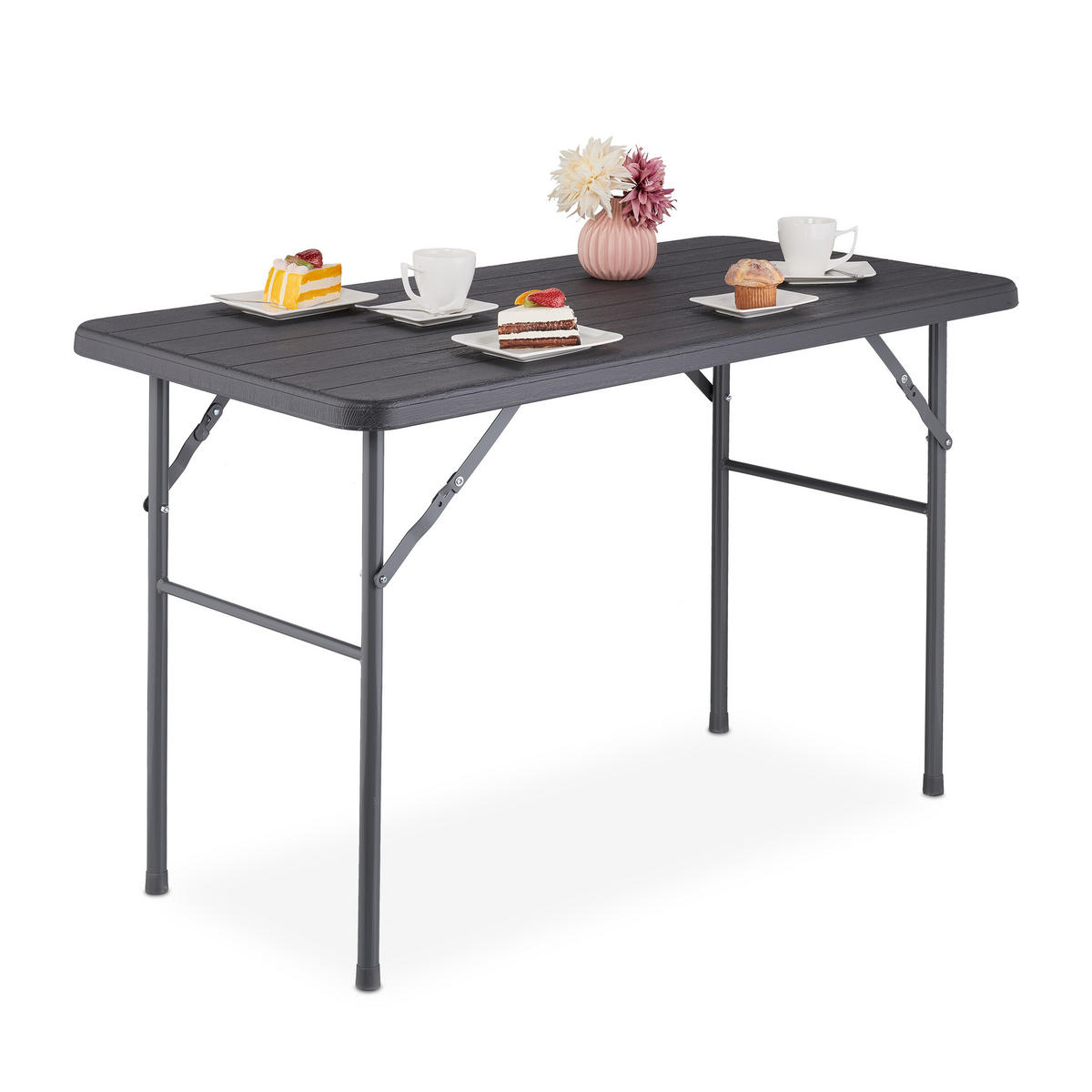 GARTENTISCH - Grau, Kunststoff/Metall (60/118/74cm) - Relaxdays