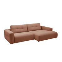 ECKSOFA XL MIKA Braun Cord - Dunkelbraun/Schwarz, Kunststoff/Textil (296/167cm) - KAWOLA