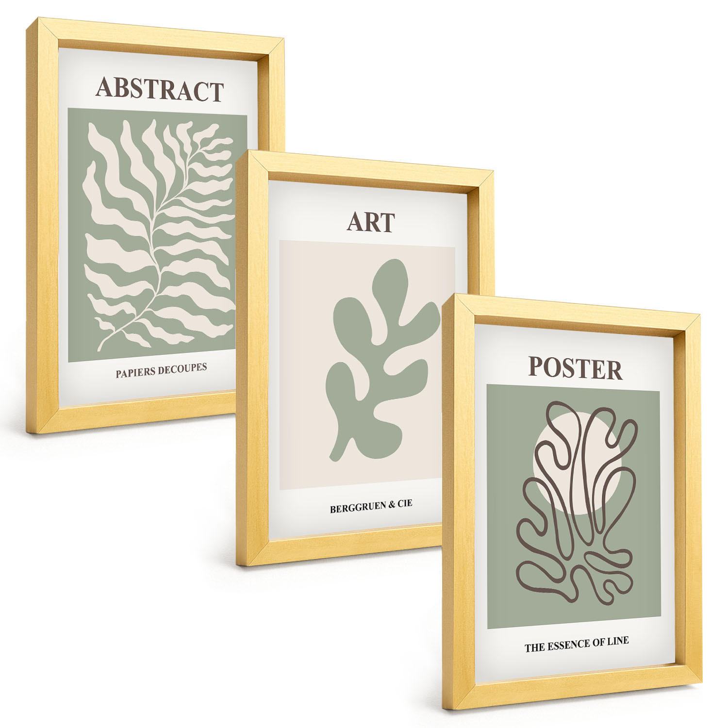 BILDER SET 3er Set - 20x30 cm Goldrahmen - Poster mit Pflanzenmustern von Matisse - Goldfarben, Kunststoff (20/30cm) - TULUP