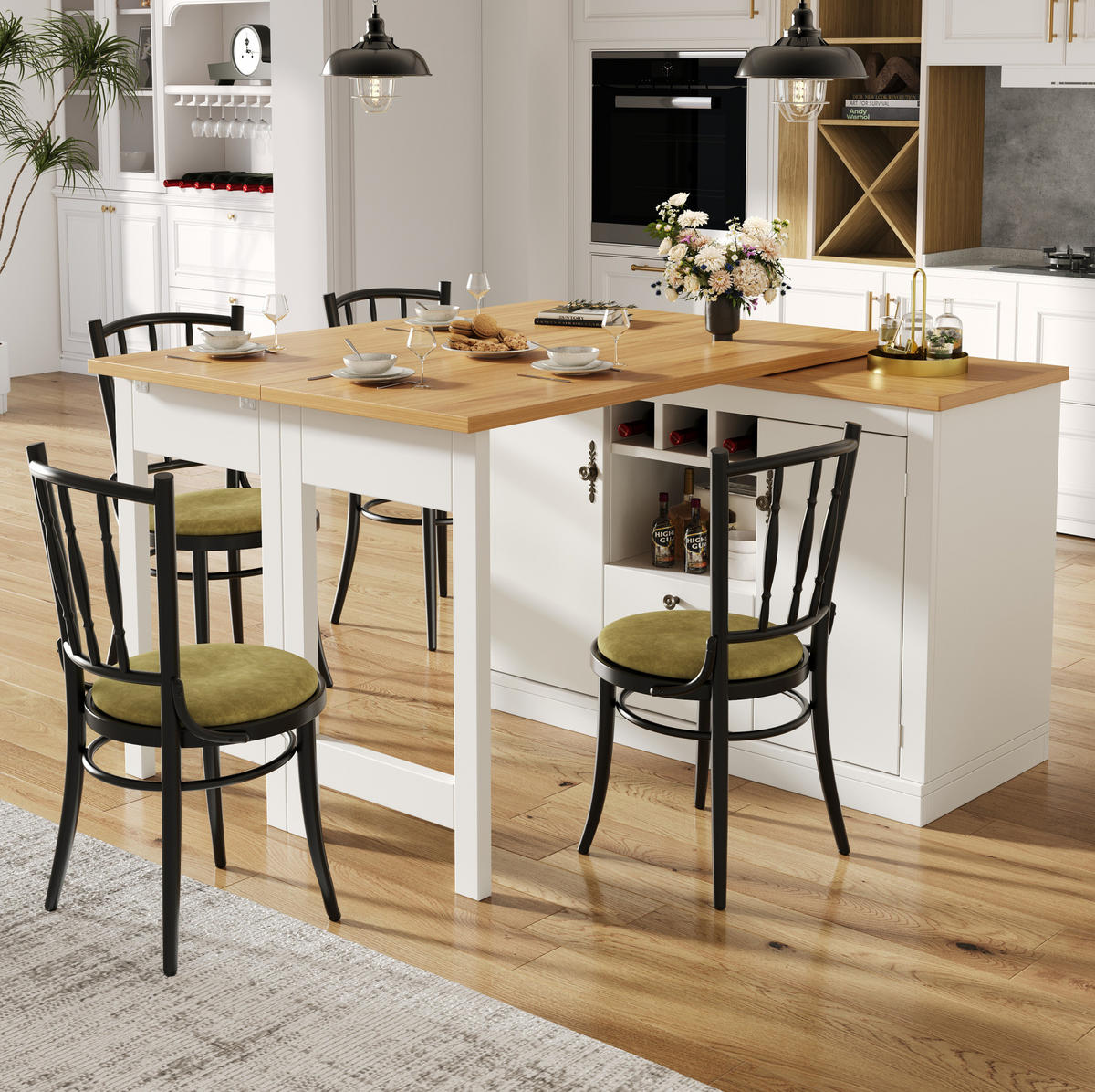 BARTISCH ausziehbar 120-180 cm MDF Natur/Weiß mit Stauraum - Weiß, Holzwerkstoff (40/76/180cm) - Meubliv