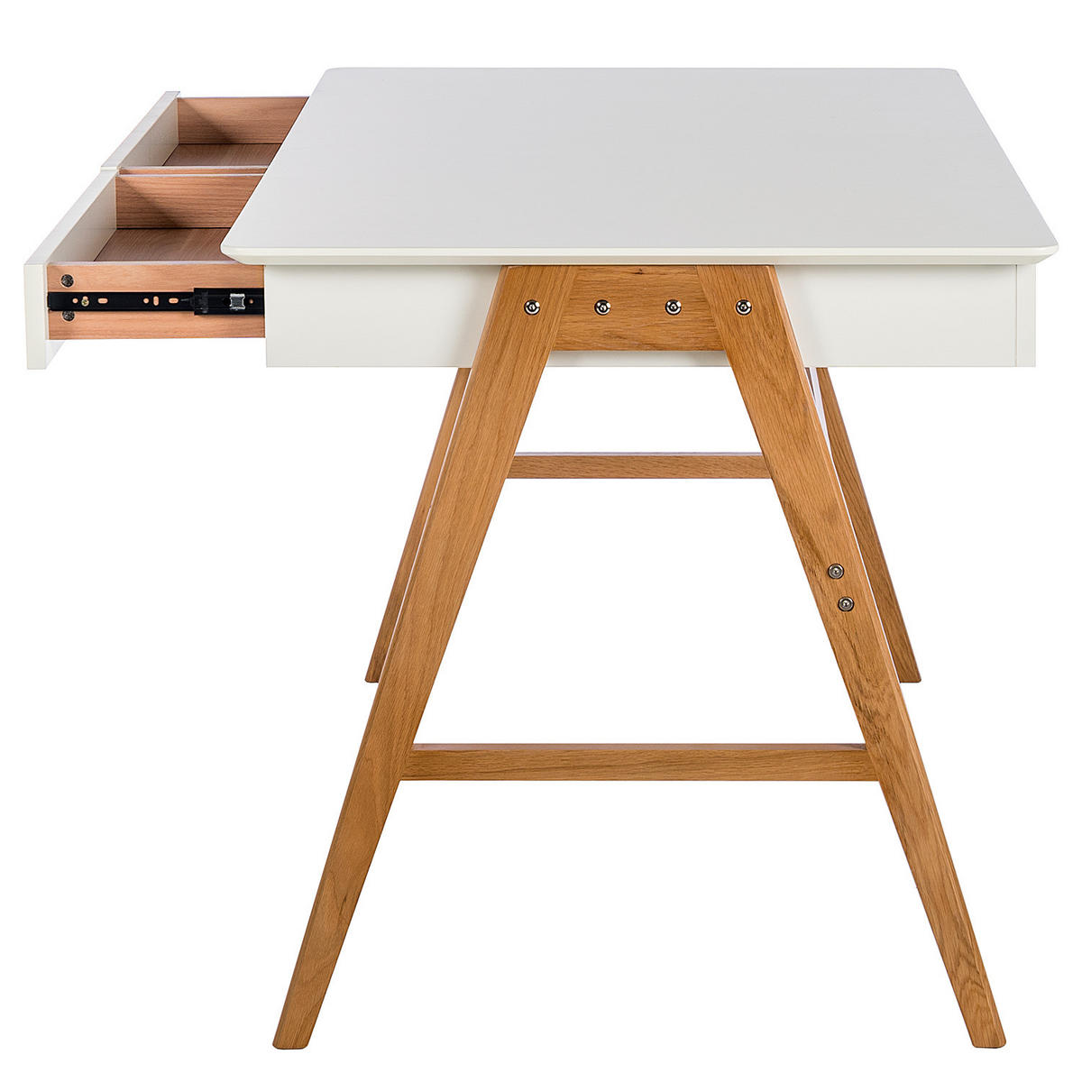 SCHREIBTISCH - Teilmassivholz - Eichefarben/Weiß, Holz/Holzwerkstoff (76/150/75cm) - home24
