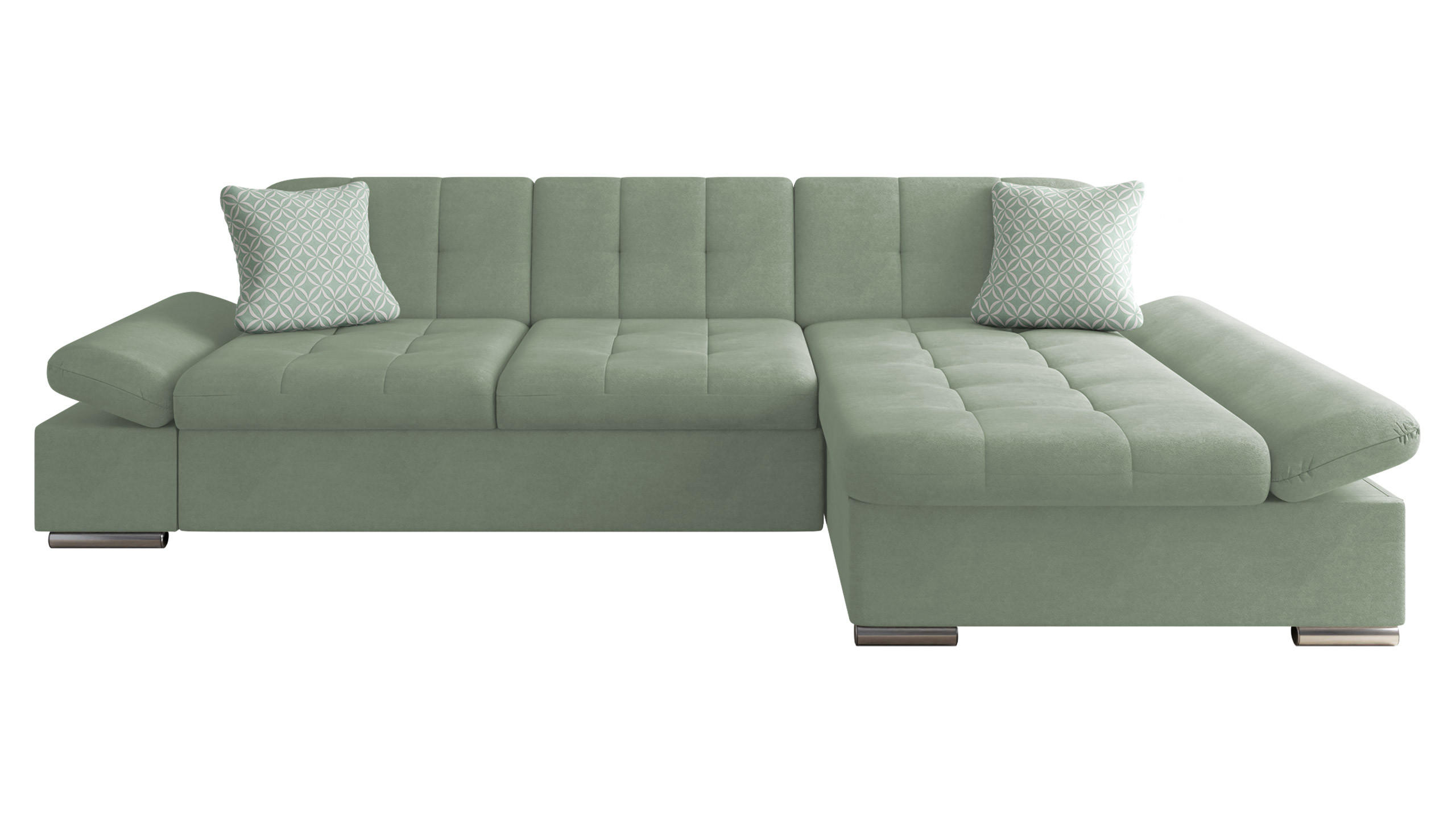 ECKSOFA Malwi, Seite: Rechts - Hellgrün, Holz/Textil (278/161cm) - MIRJAN24