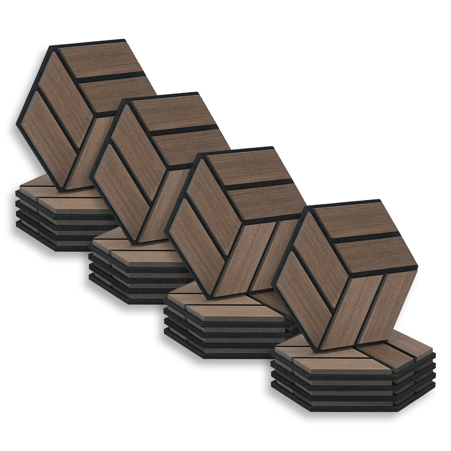 AKUSTIKPANEEL Hexagon Braun 20 Stück - Braun, Holz (30/26/2cm) - Homestyle4u