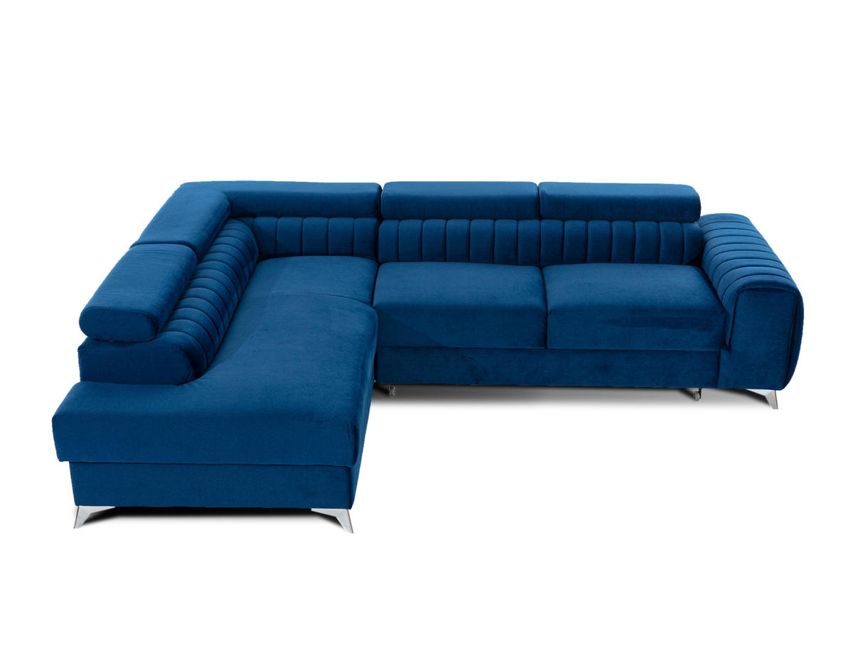 ECKSOFA Laurence mit Schlaffunktion & Bettkasten – 278 x 205 cm, verstellbare Kopfstützen - Blau, Kunststoff (278/205cm) - Wohnideebilder
