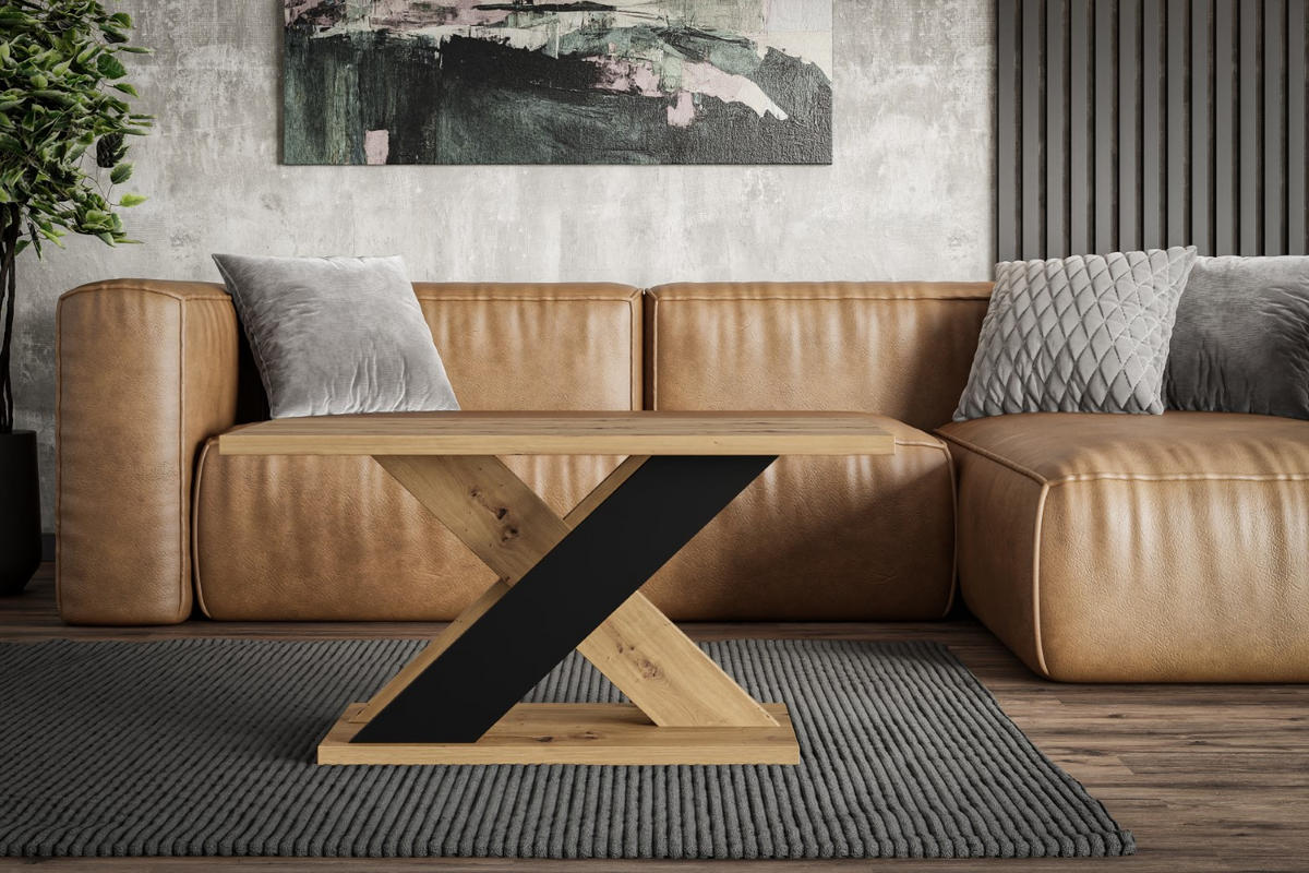 KAFFEETISCH 110x70x60 cm - Artisan Eiche Optik / Schwarz - AOX - Eichefarben, Holzwerkstoff (110/70/60cm) - ALTDECOR