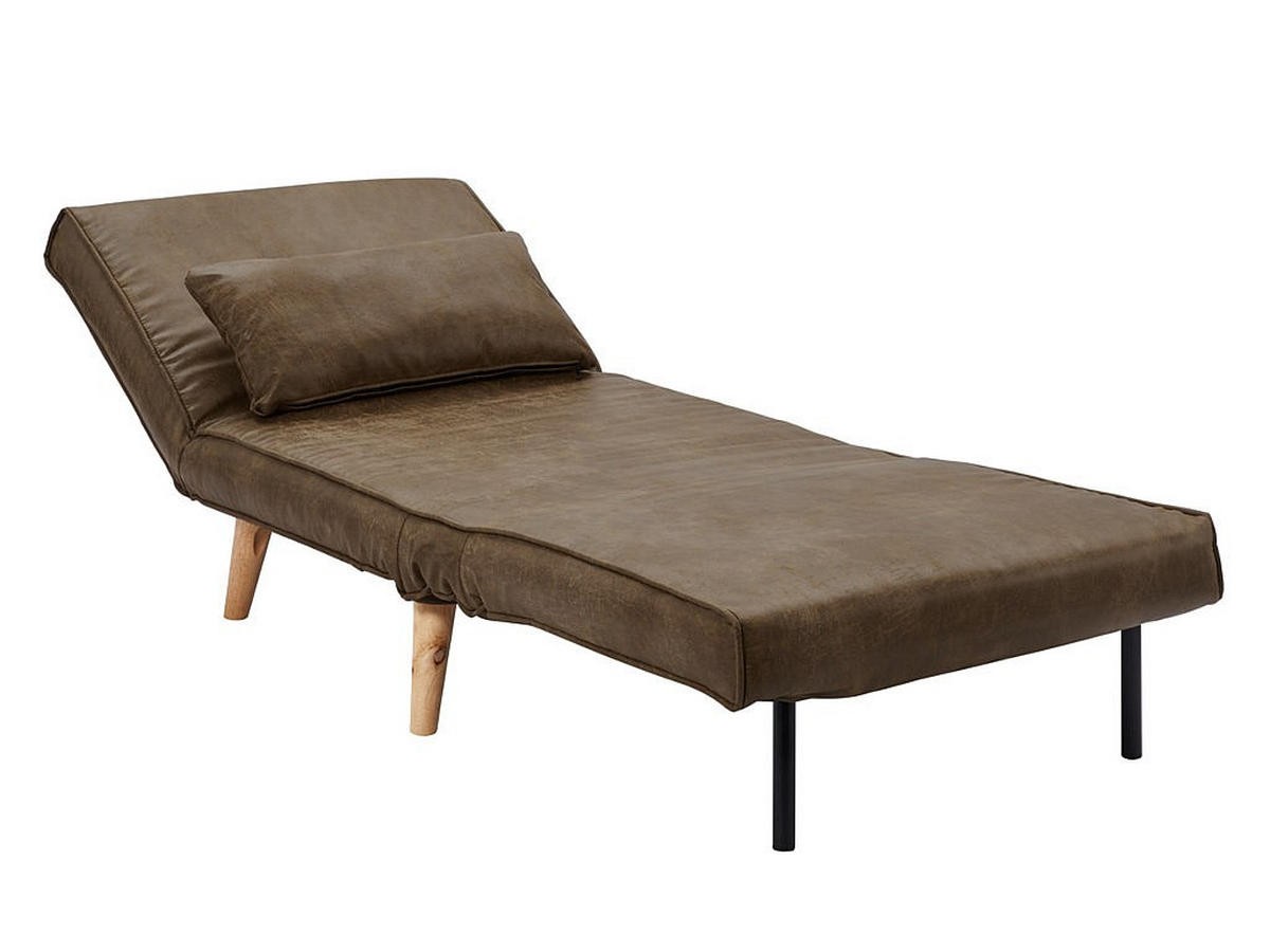 FUTONSESSEL - Microfaser - Vintage Look - Braun - POSIO - Braun, Textil (74/75/78cm) - Vente-Unique