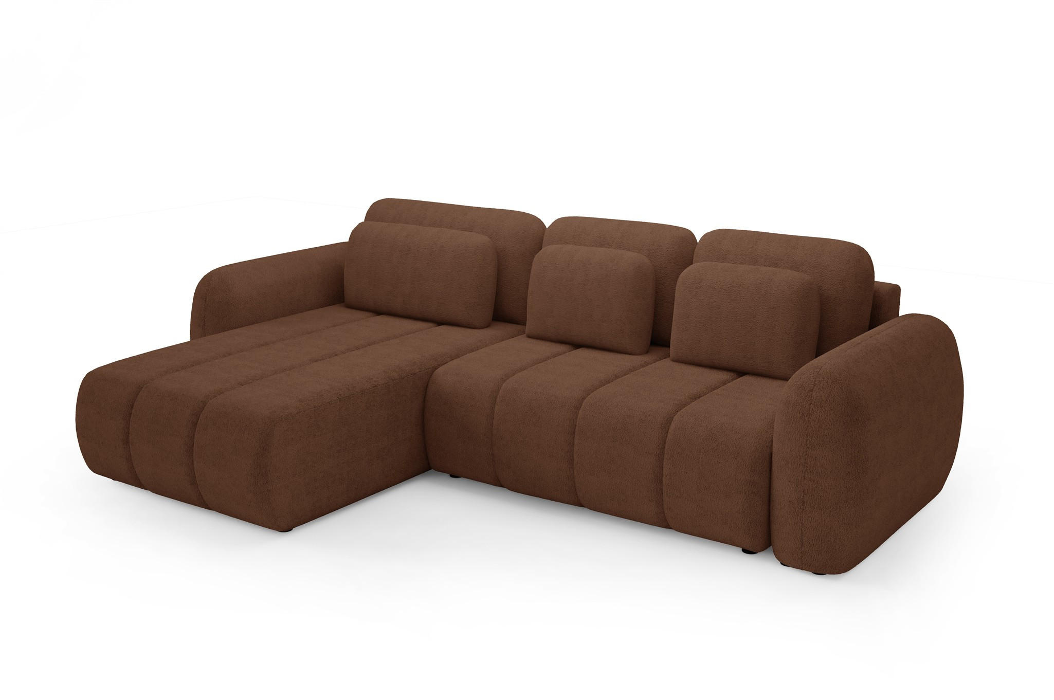 ECKSOFA Caria Mit Schlaffunktion - Rotbraun, Holzwerkstoff/Textil (304/190cm) - Fun Möbel