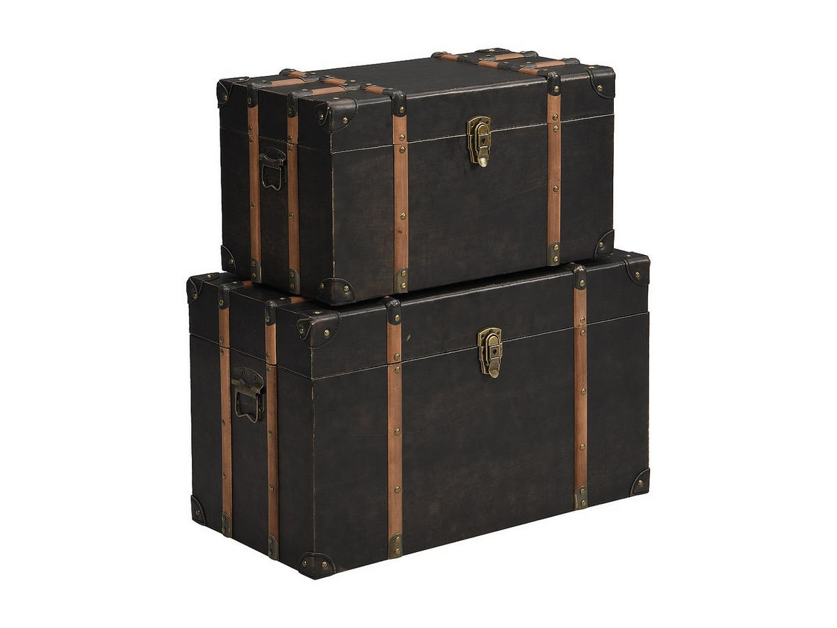 TRUHE und Kiste - 54 cm, 64 cm x 30 cm, 39 cm - holz - schokoladenbraun Mahalia - Braun, Holz (54/34/30cm) - Vente-Unique