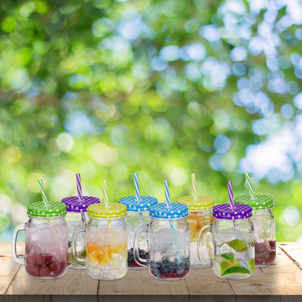 4xTRINKGLAS - Multicolor, Glas/Kunststoff (0.5L) - Relaxdays