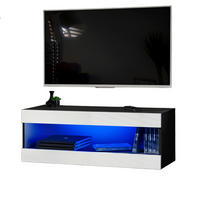 TV-ELEMENT TIVOLI RTV2-BLACK/WHITE+BLU Offener Raum Schwarz Weiß - Schwarz/Weiß, Holzwerkstoff/Kunststoff (100/36/35cm) - Komodee