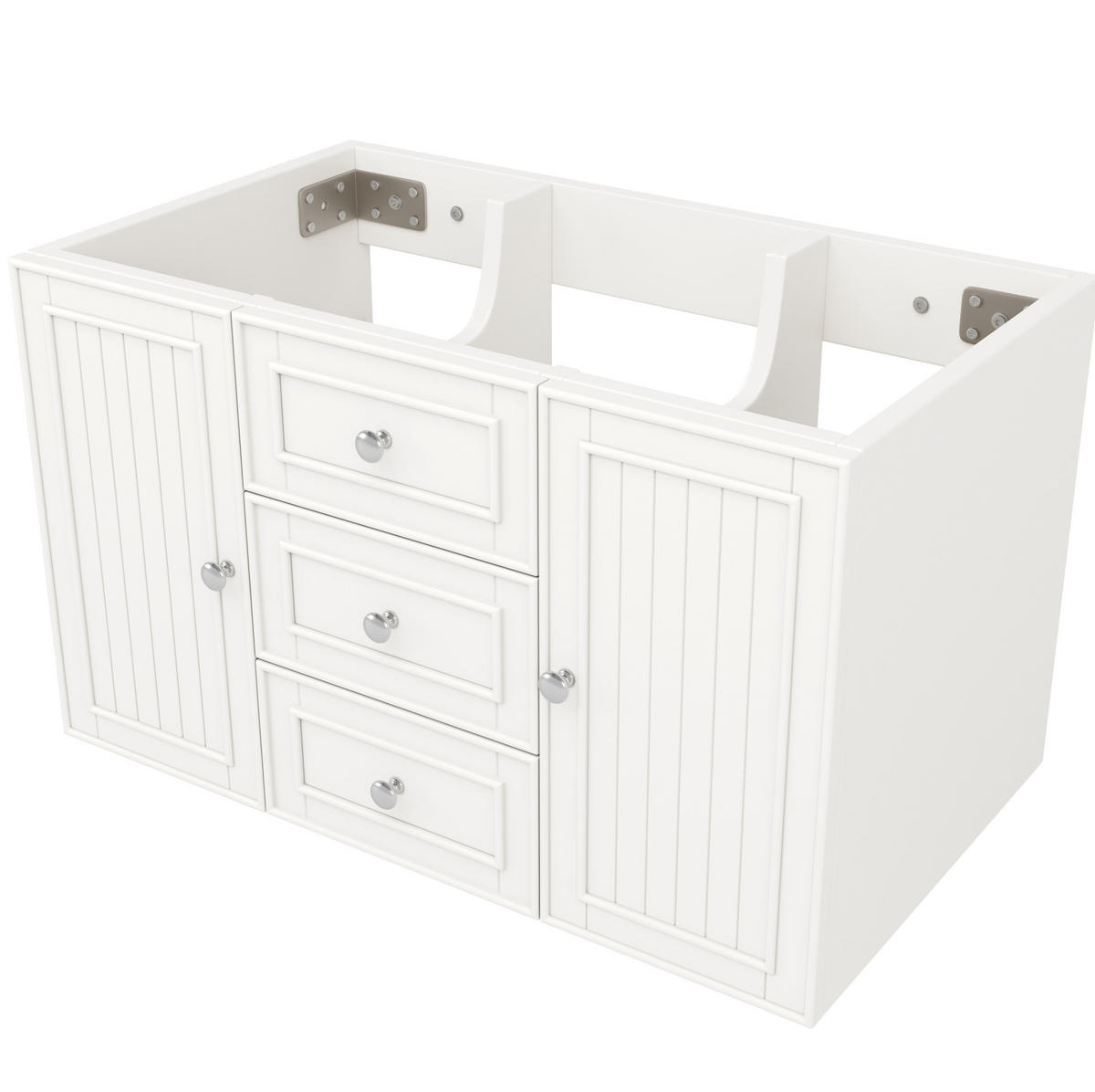 WASCHBECKENUNTERSCHRANK mit Keramikbecken 78,5 cm Weiß - Weiß, Metall (46/46.8/78.5cm) - Beauniv