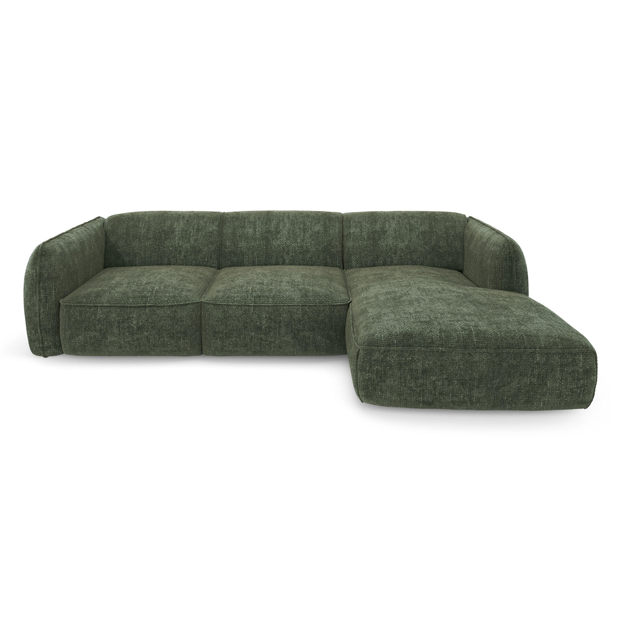 ECKSOFA RECHTS Rastervelours Olivgrün 272cm - Olivgrün, Textil (272/165cm) - Sia Home
