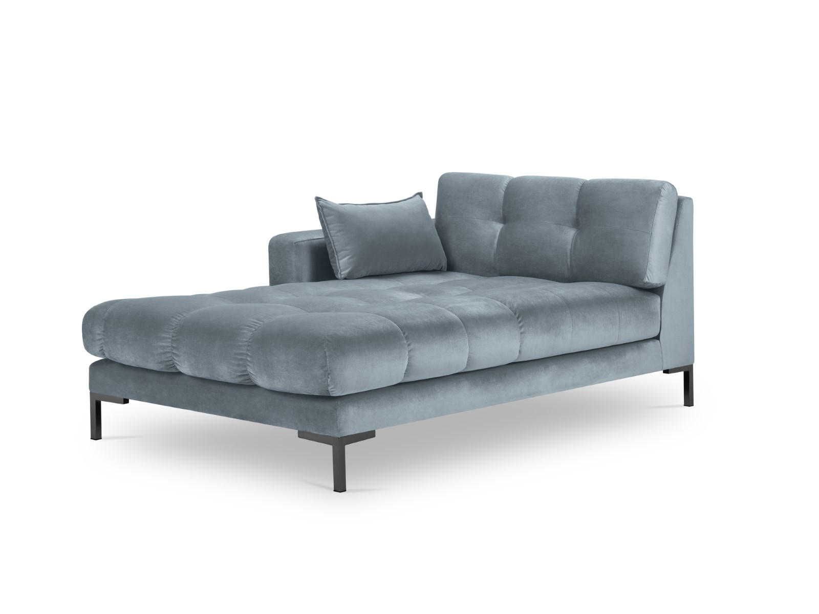 CHAISELONGUE links Mamaia aus Samt hellblau - Hellblau, Textil (102/75/185cm) - Micadoni