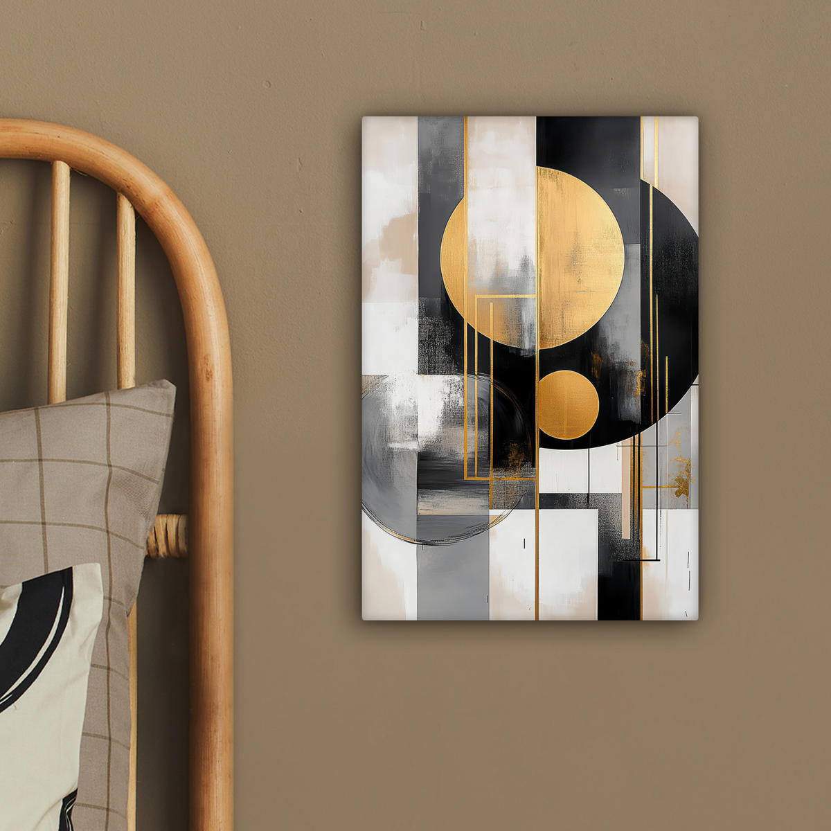 LEINWANDBILD Abstrakt - Gold - Silber - Formen - Ästhetisch - Modern 20x30 cm - Goldfarben, Textil (20/30cm) - MuchoWow